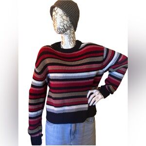 Red & Grey Multi-Stripe Knit Sweater
